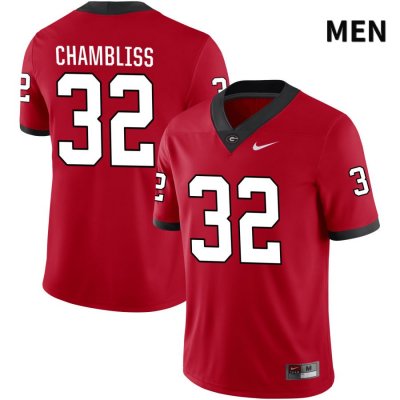 Men's Georgia Bulldogs NCAA #32 Chaz Chambliss Nike Stitched Red NIL 2022 Authentic College Football Jersey TLQ6354RI